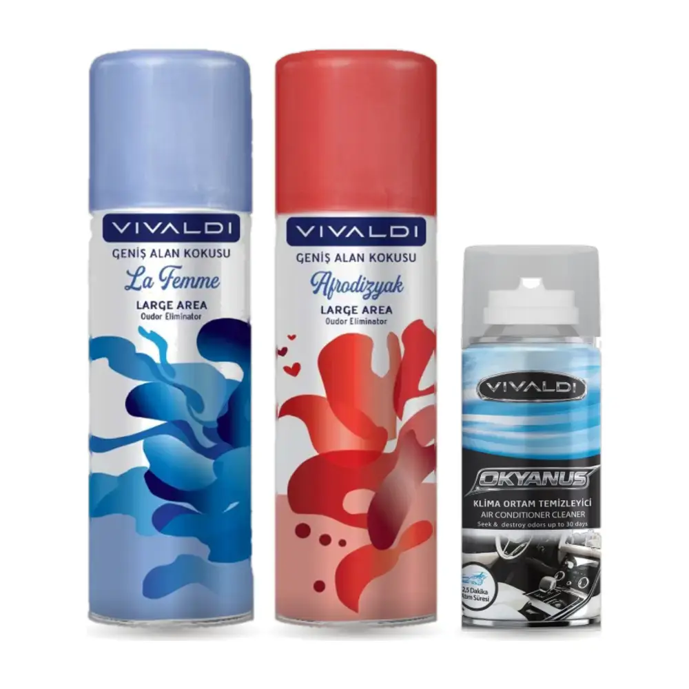 Vivaldi Ev ve Araç Koku Seti: Geniş Alan Kokusu 500 ml, Klima Koku Bombası 150 ml