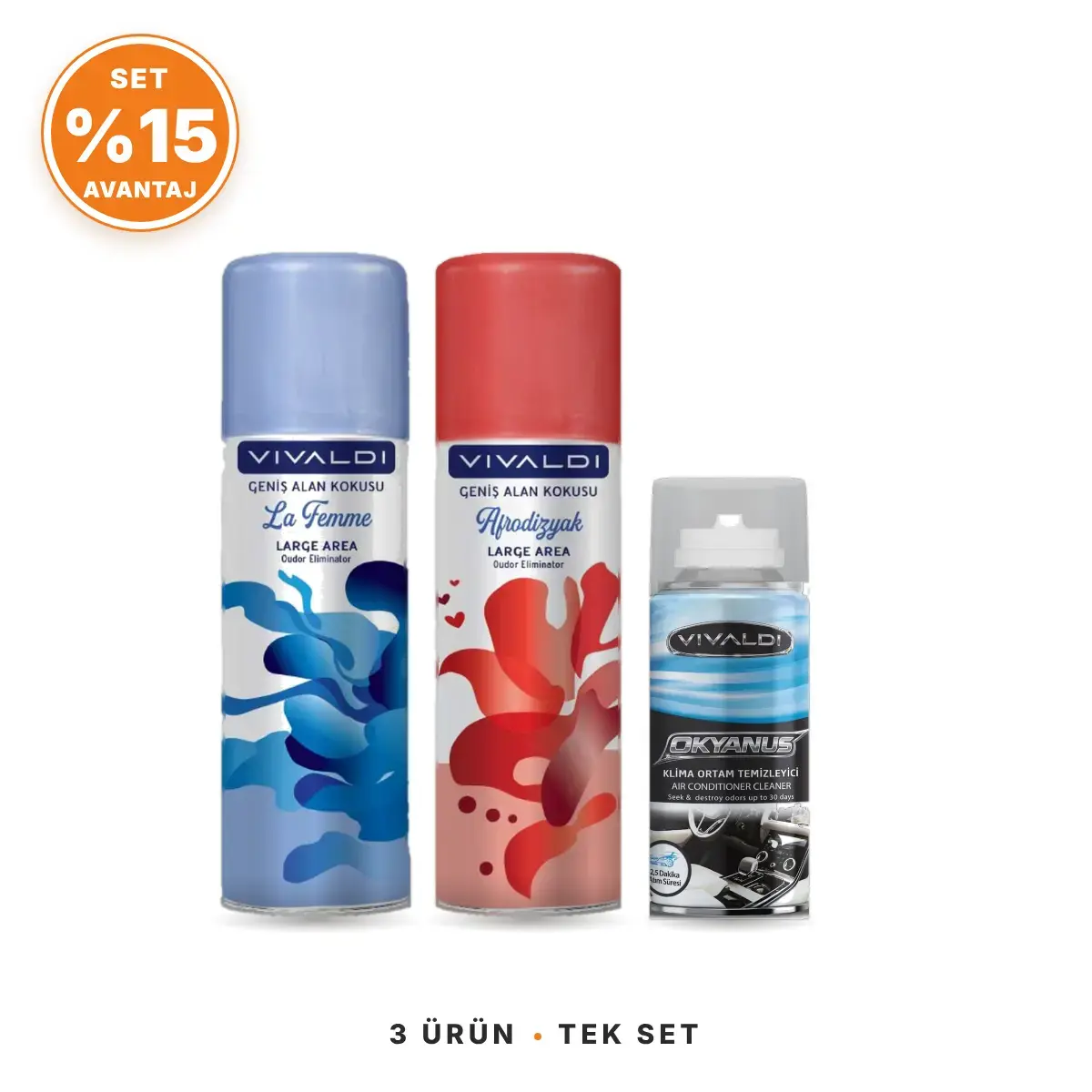 Vivaldi Ev ve Araç Koku Seti: Geniş Alan Kokusu 500 ml, Klima Koku Bombası 150 ml